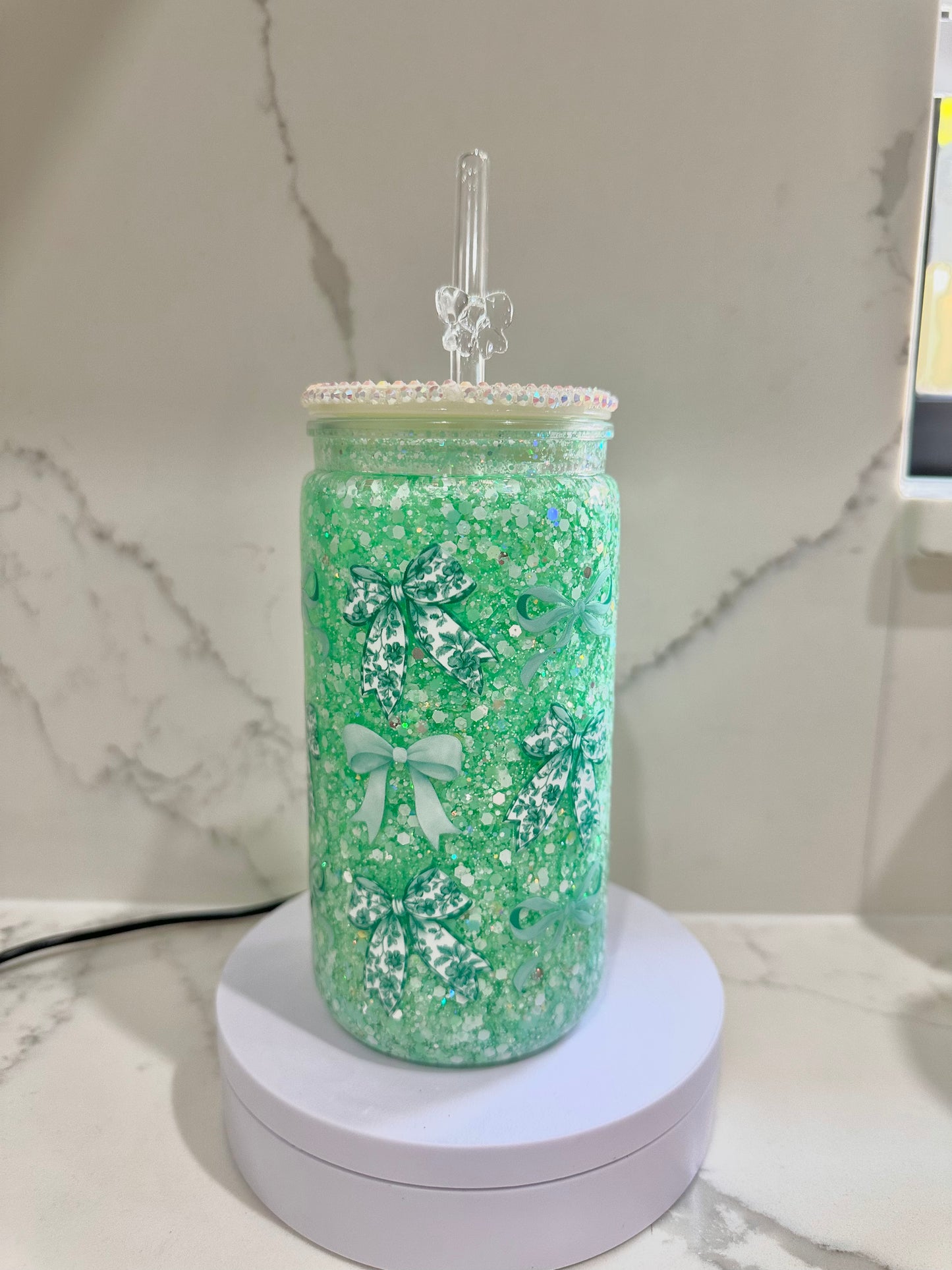 Aacrylic 16oz mint bows