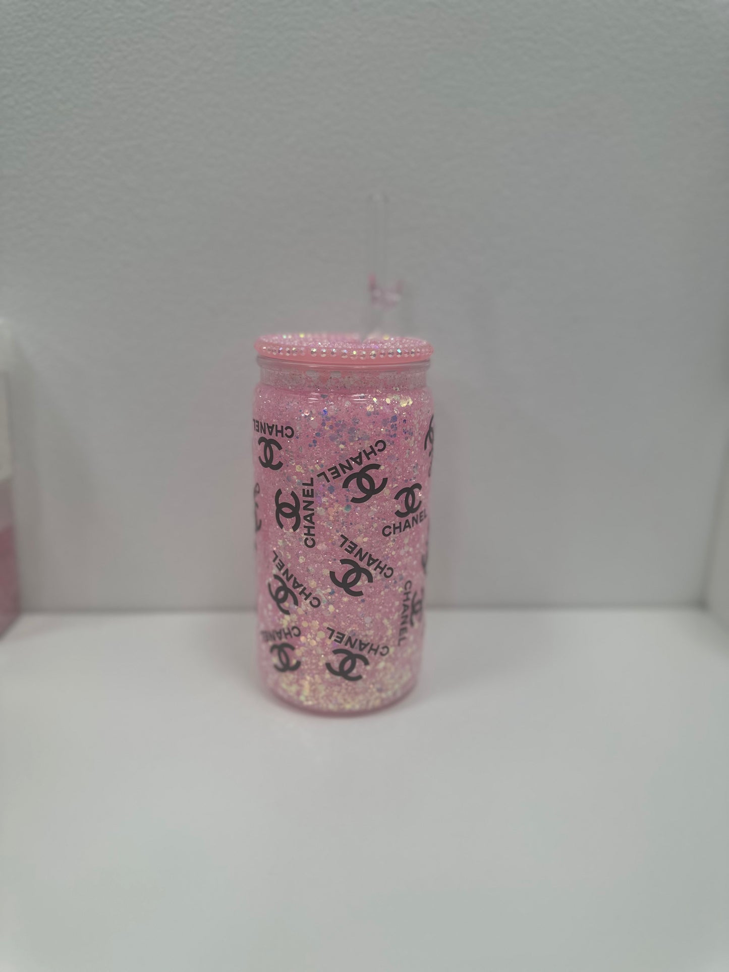 Pink channel snowglobe tumbler