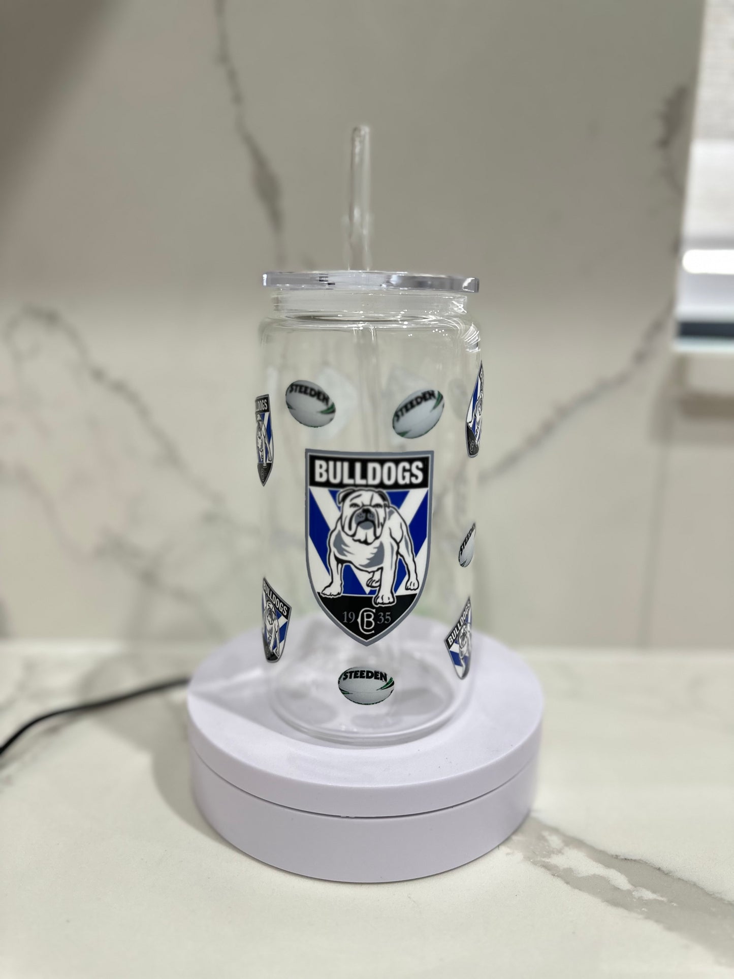 Bulldogs glass 16oz cup