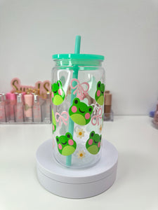 16 oz acrylic tumbler frog and bow design