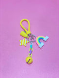 Rainbow key chain with braided leather strap